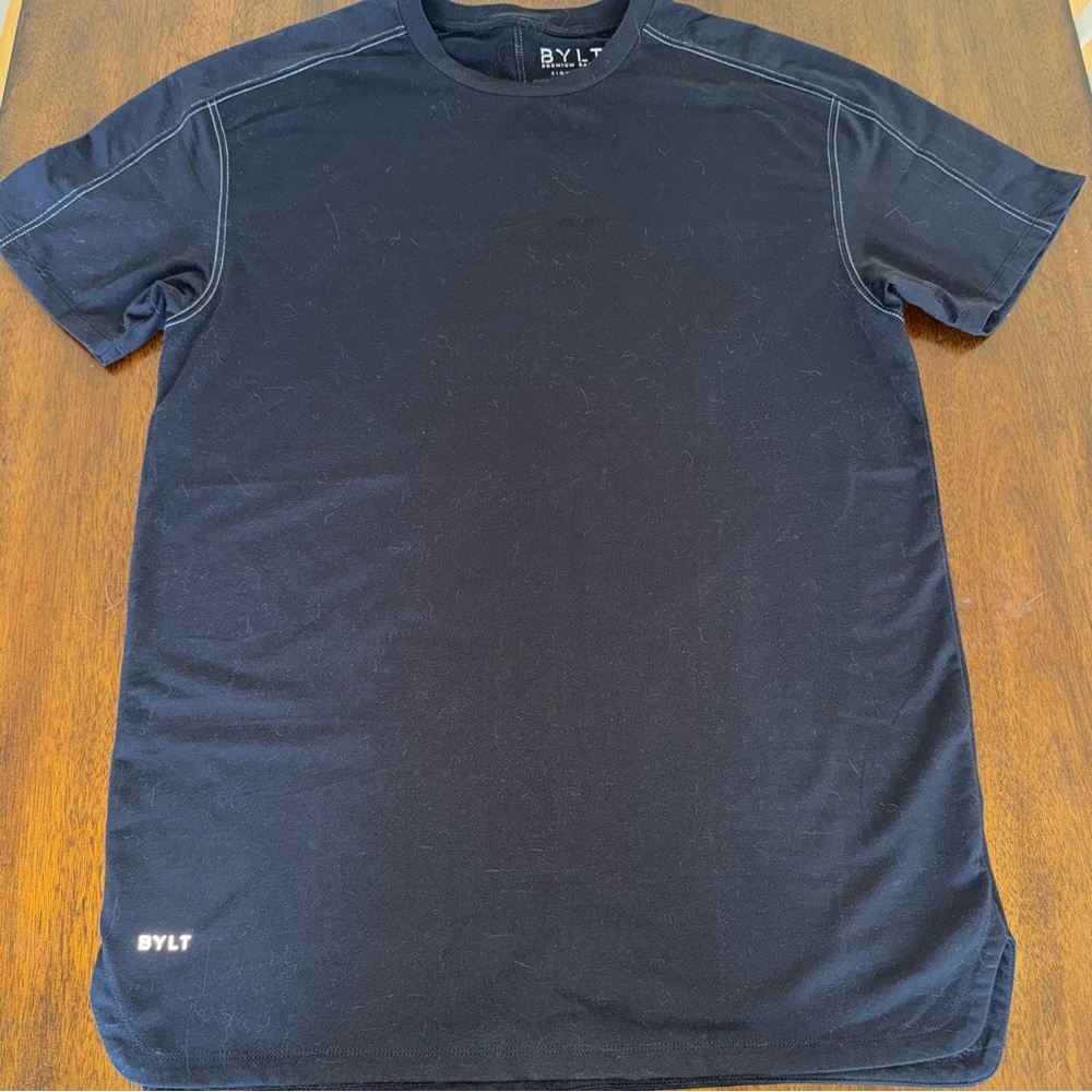 BYLT Premium Basics Signature Short Sleeve Black Tee Shirt Contrast Stitch XL